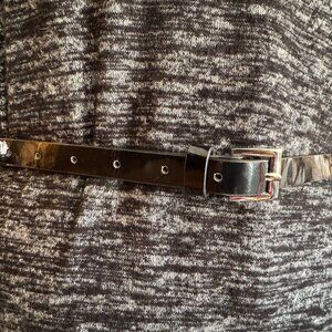 Skinny Black PVC Belt Size L